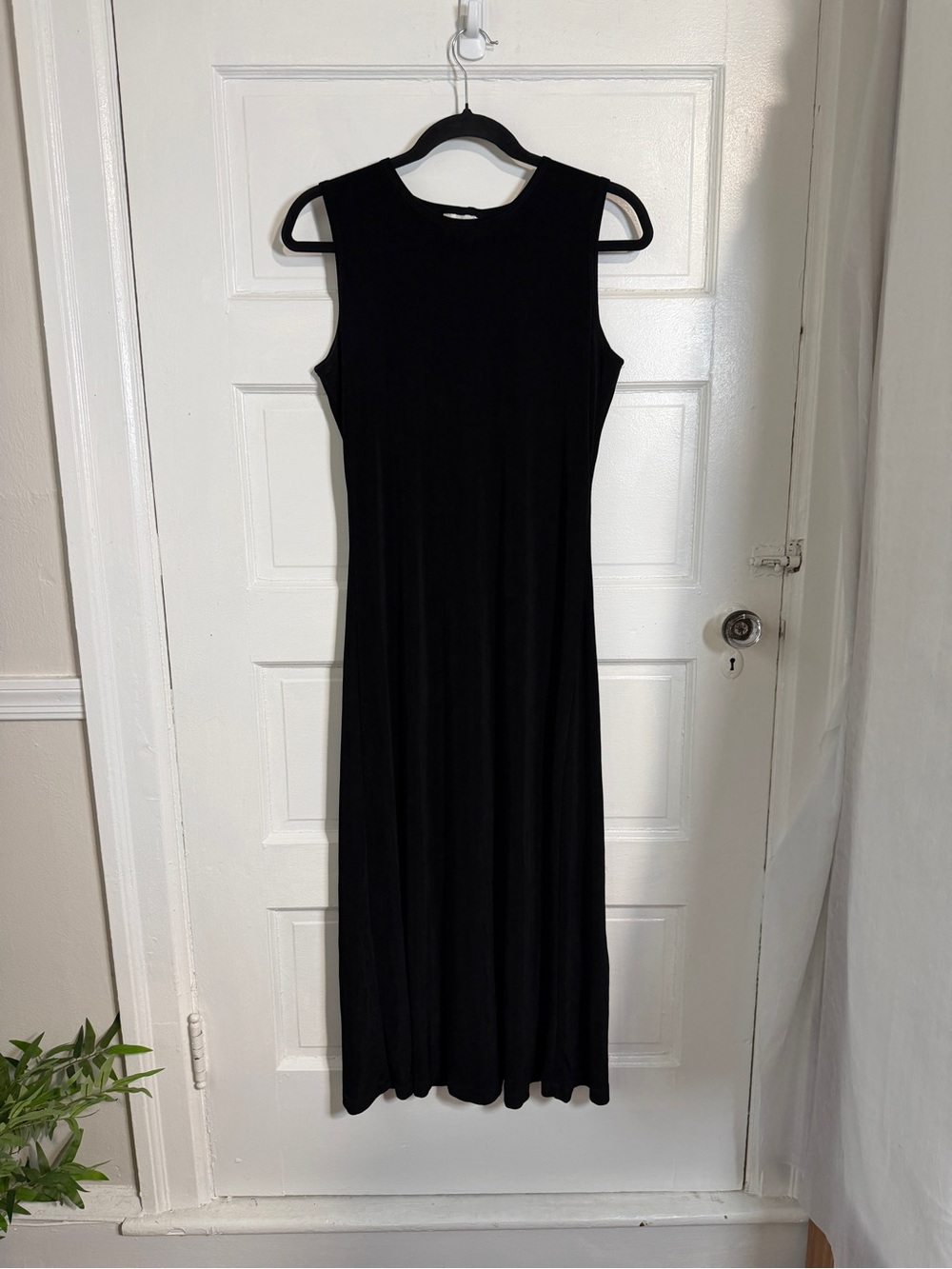 Coldwater Creek Classic Sleeveless Black Maxi Dress Liquid Knit Vintage USA Made